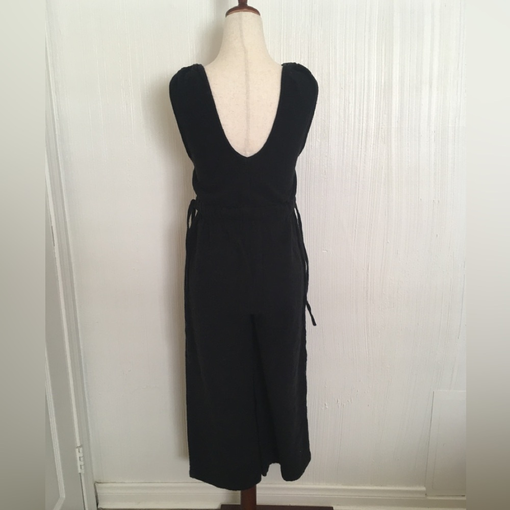 $108 Madewell black cotton Muslin jumpsuit XXS XS plunge neckline beach - Picture 9 of 10